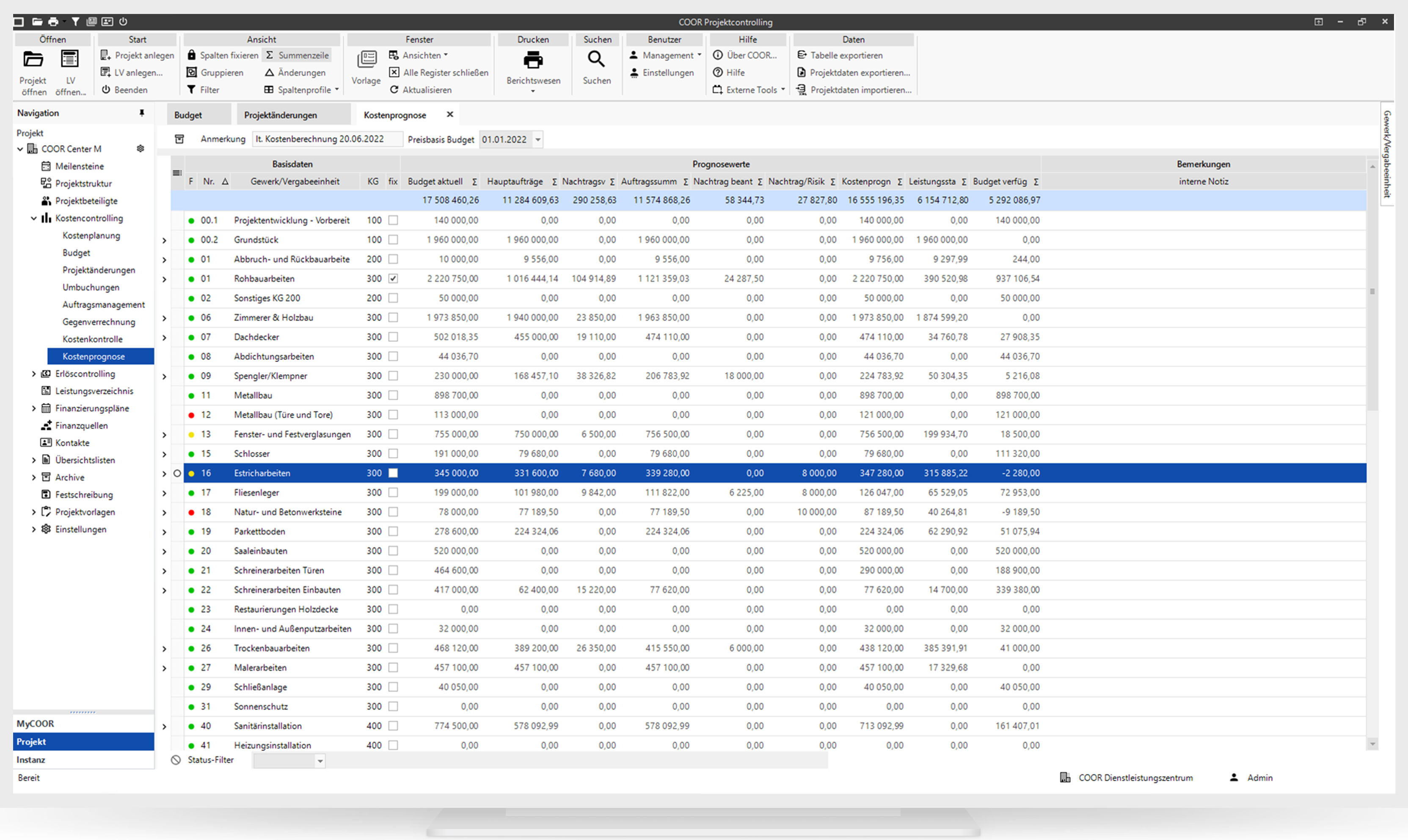 COOR Kostenprognose